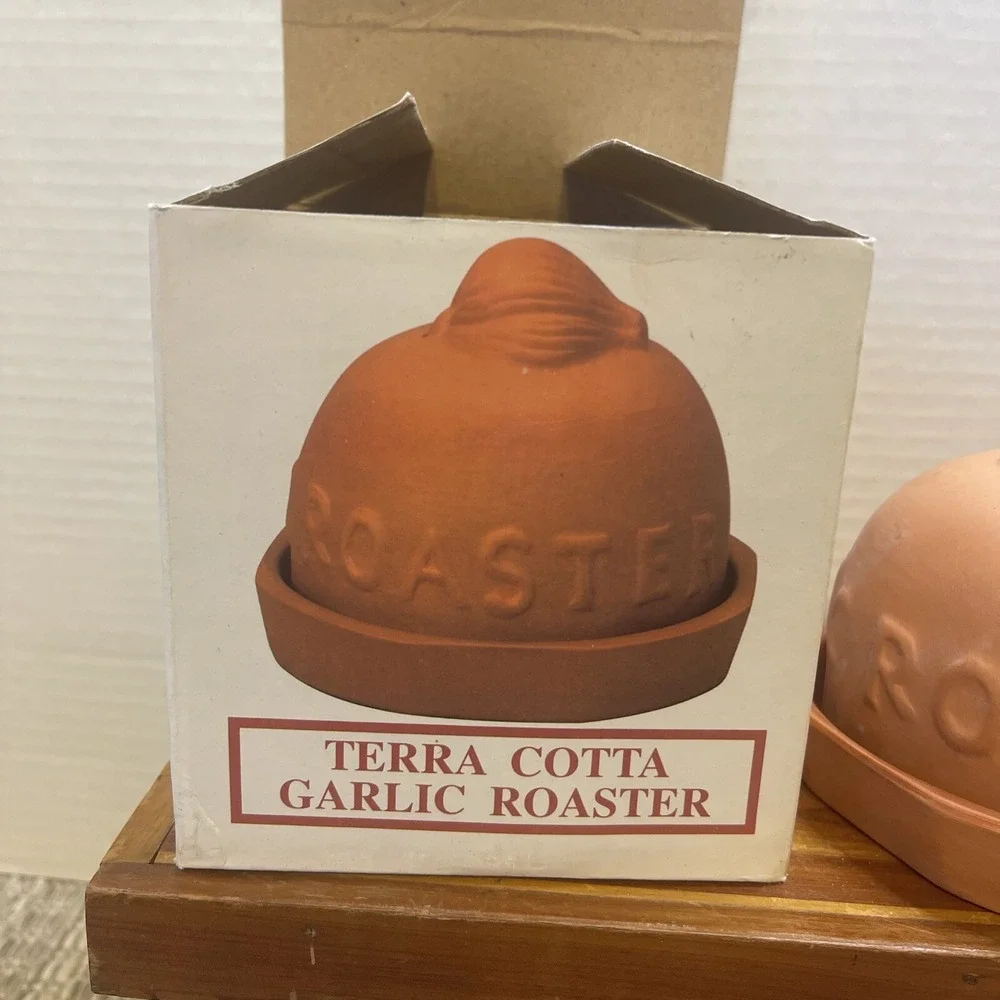 Terra Cotta Garlic Roaster‎ Kitchen Cooking Clay Cookware with Box